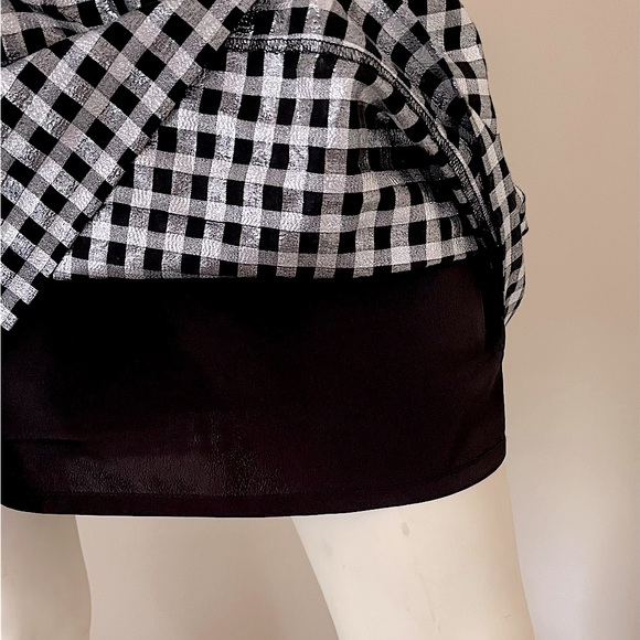 NEW J.Crew metallic silver and black gingham paper bag waist skirt - Picture 5 of 7